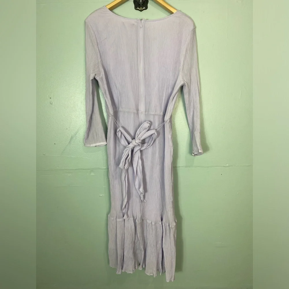 J Crew Point Sur Crinkled Cotton Faux Wrap Dress Purple J1564 Silk Blend Sz 14